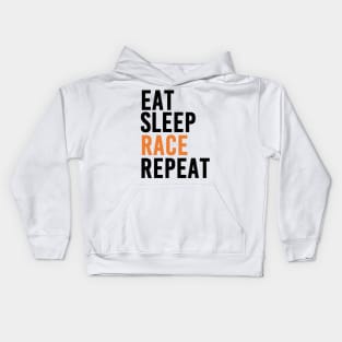 Eat, Sleep, Race and Repeat (Orange) Kids Hoodie